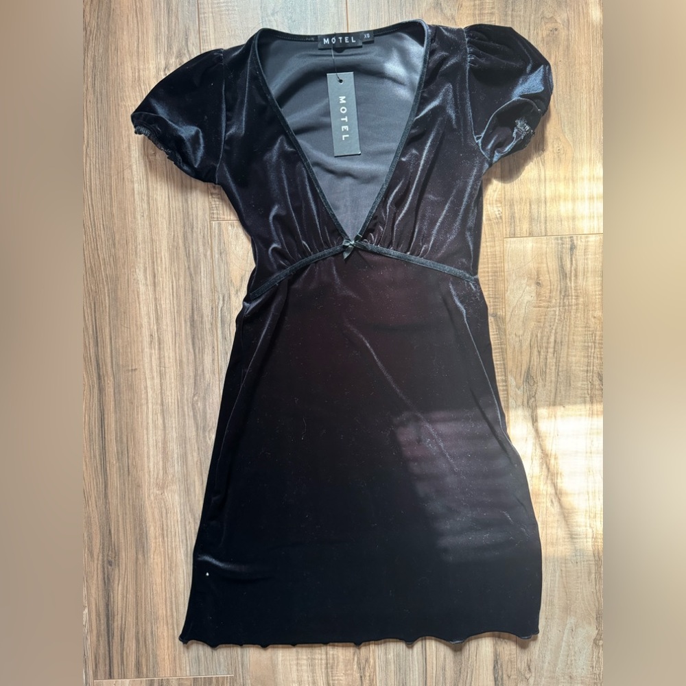 Mini black velvet dress